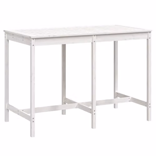 vidaXL White Rectangular Garden Table in Solid Pine Wood, W: 159.5 cm, D: 82.5 cm, H: 110 cm
