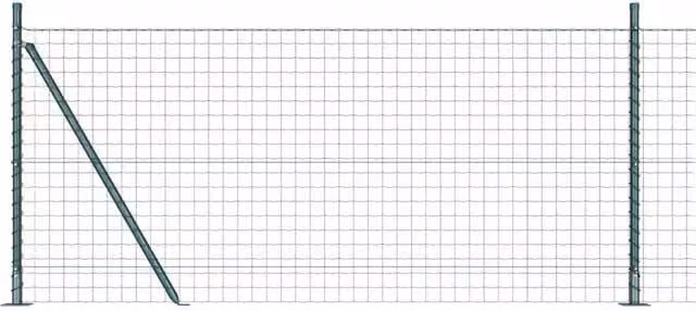 Berkfield Home Euro Fence with 13 Flanged Posts, 1 x 25 m, Galvanised Steel, Green