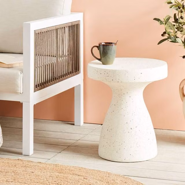 Wyld and Coco Terrazzo Side Table in White