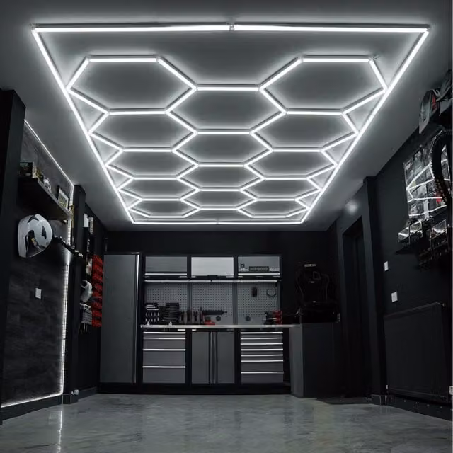 Monster Shop Hexagon LED Ceiling Lighting with Border in White