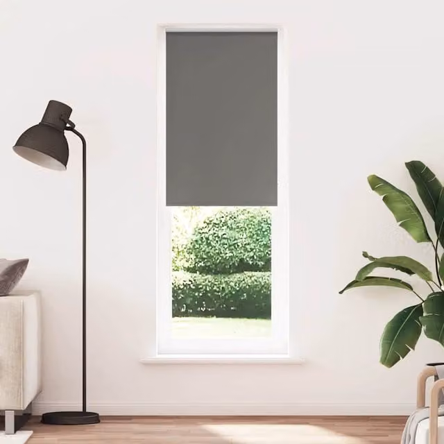 Berkfield Home Grey Blackout Roller Blind, Thermal Insulating Polyester, W: 85 cm, H: 230 cm