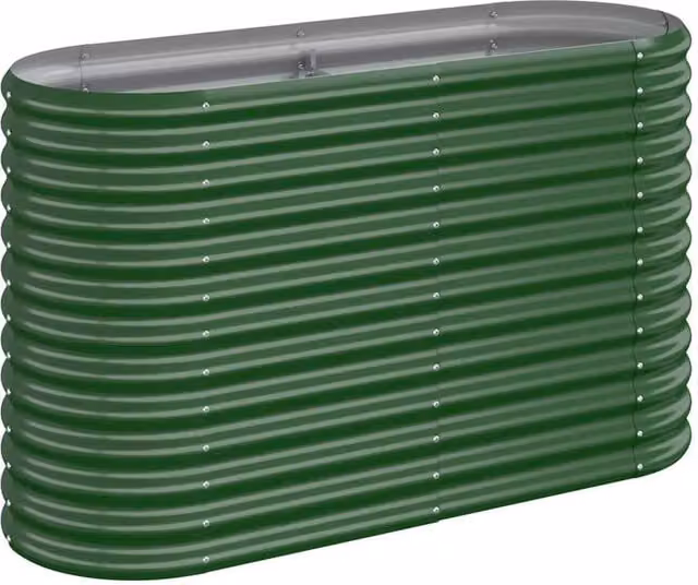 Berkfield Home Garden Green Powder-coated Steel Raised Bed W/D/H: 114 x 40 x 68 cm