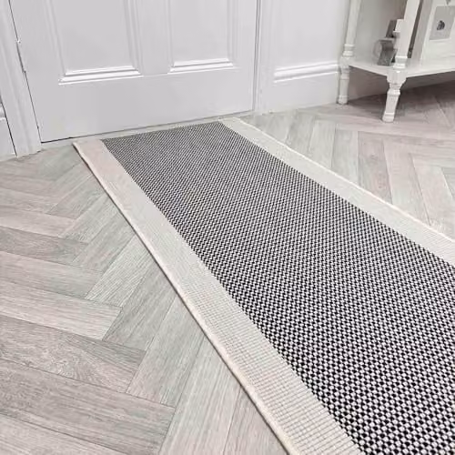 runrug Vichy Reversible Indoor/Outdoor Carpet Runner Rug in Black, W: 70 cm, L: 240 cm