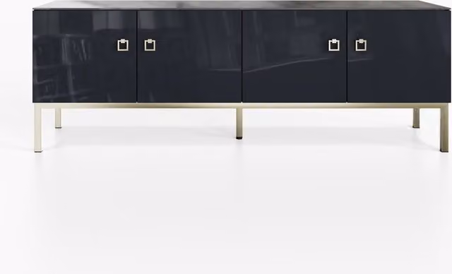 Frank Olsen Lyra 1500 TV Cabinet in Black with Integrated Lighting and Glass Details