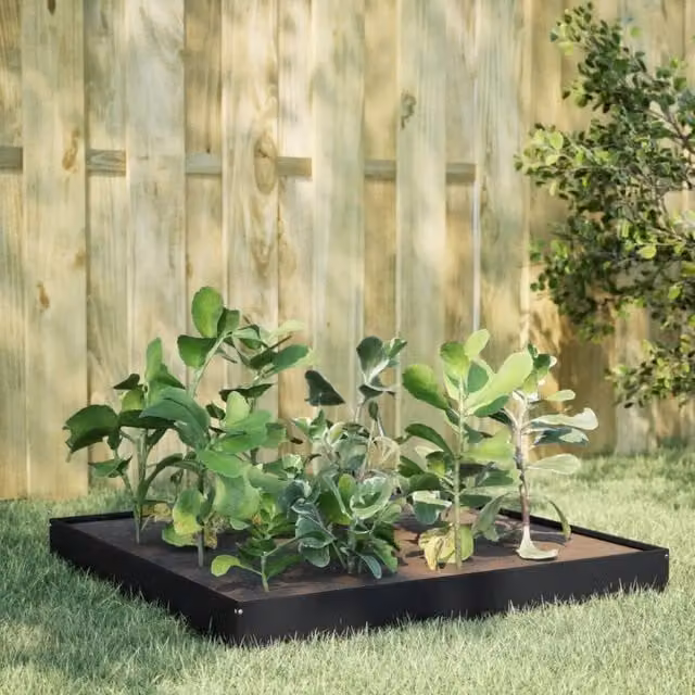 Berkfield Home Garden Black Steel Raised Bed W/D/H: 100 x 100 x 18.5 cm