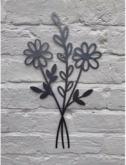 Poppyforge Floral Wildflower Metal Wall Art, Black, W: 30 cm, H: 50 cm