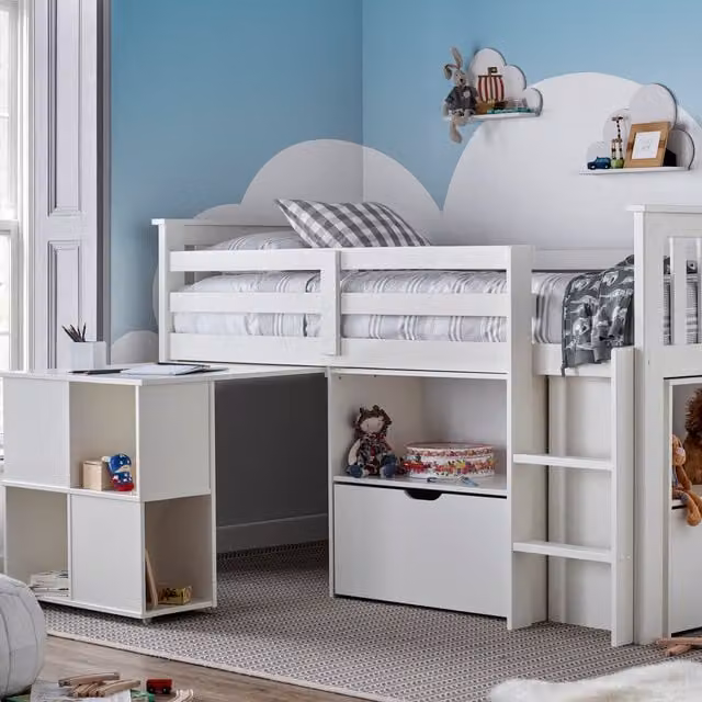 Bedmaster Milo White Sleep Station Kids Bed with Desk and Drawers, Solid Pine Wood, 90 x 190 cm
