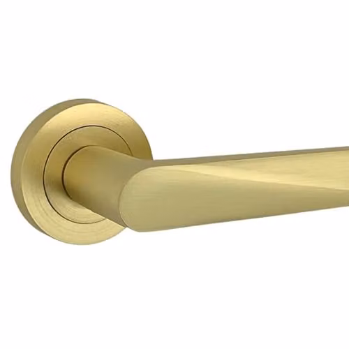 AXS Hardware Detroit Internal Bathroom Door Handle Pack in Satin Brass Aluminium with 127mm Lever and Concealed Fixings