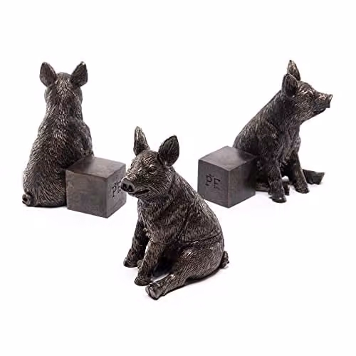 Jardinopia Pig Plant Pot Feet, Set of 3, Bronze, W6 x D8 x H9 cm