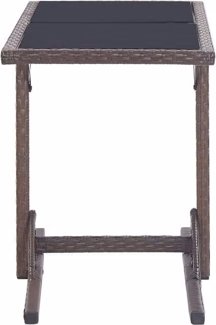 Berkfield Home Brown Poly Rattan and Glass Garden Table W/D/H: 110 x 53 x 72 cm