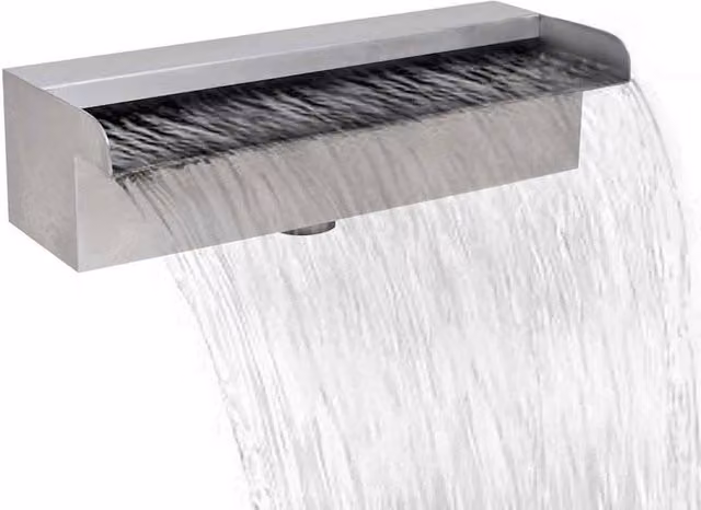 Berkfield Home Rectangular Waterfall Pool Fountain in Silver Stainless Steel, Width: 30 cm