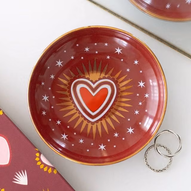 Uniqueful Sacred Heart Ceramic Trinket Dish in Red