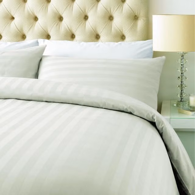 Roseley Classic Striped Cotton Duvet Cover Set in Beige and Yellow, W/H: 180 x 200 cm