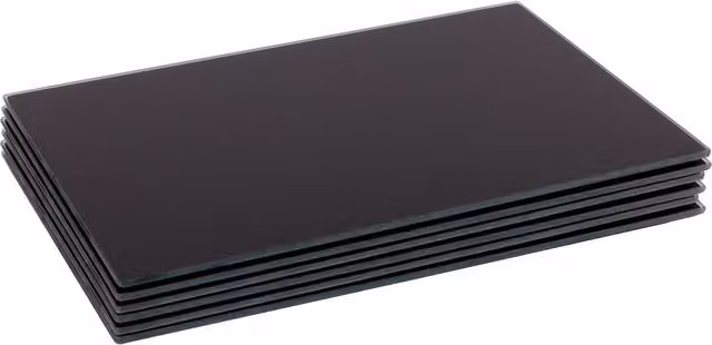 Harbour Housewares Set of 6 Black Glass Placemats, W: 40 cm, D: 30 cm