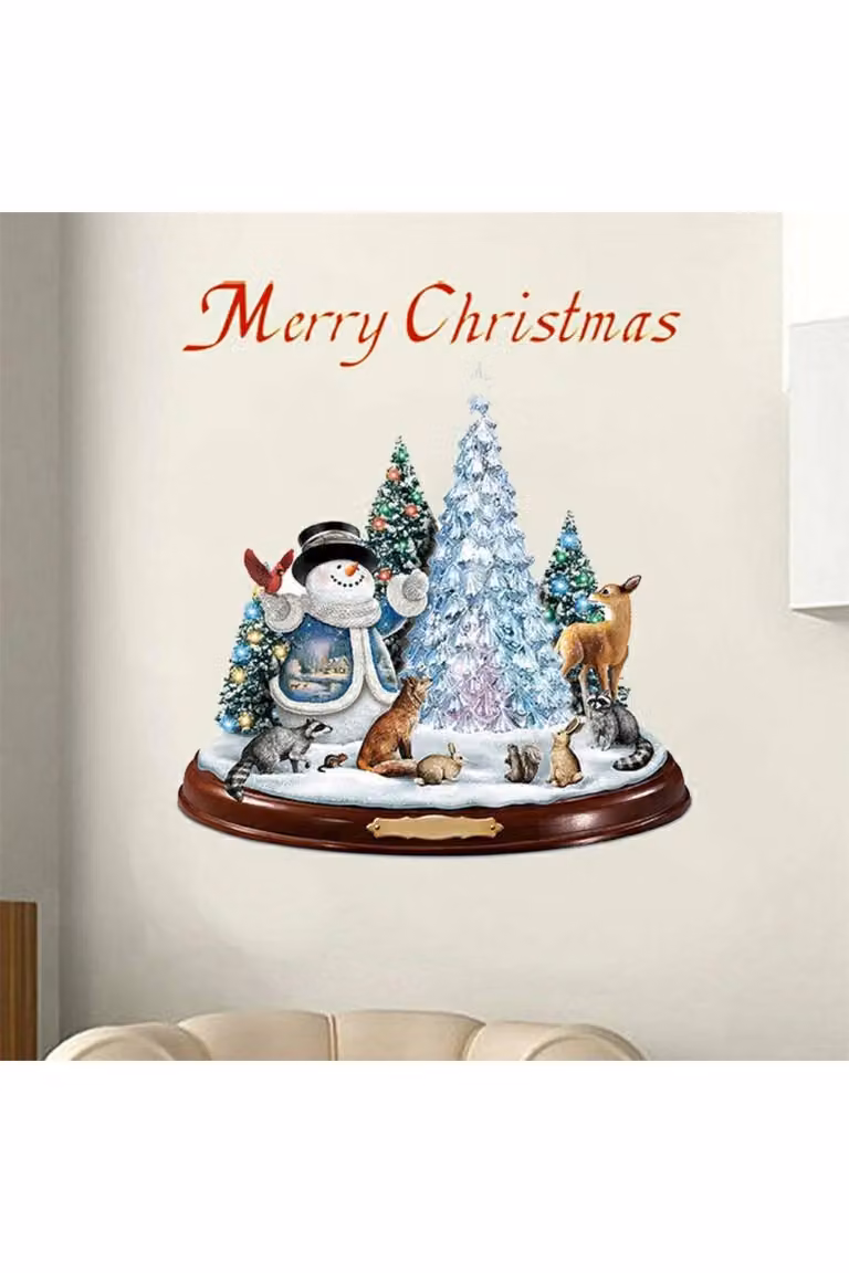 KDMD Christmas Window Stickers with Snowman and Santa Multicolour Wall Decals