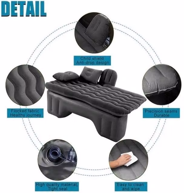 VOGREX Inflatable Car Rear Seat Mattress Bed in Black for Camping