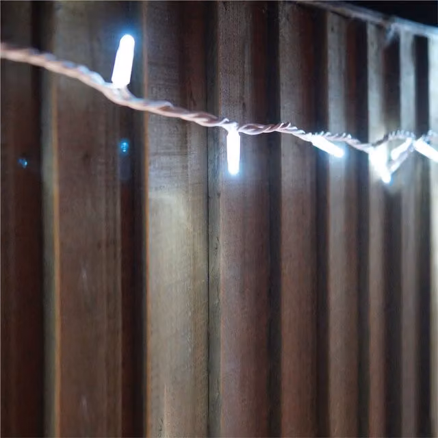 Xmas Haus Connectable LED String Lights in Cool White with White Rubber Coating, 15m