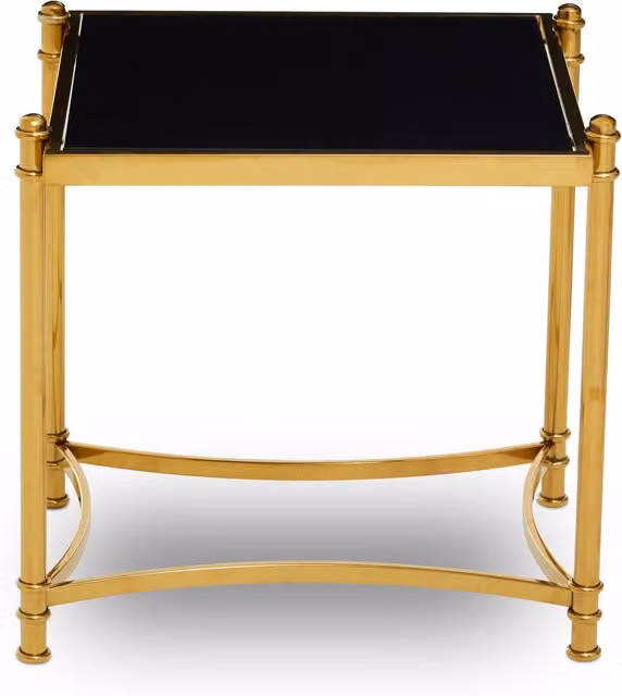 Orsina Modern Black and Gold Side Table with Glass Top