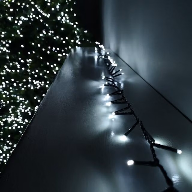 Premier Decorations TreeBrights 2000 LED Christmas String Lights, Cool White, 50m, Mains Operated with Timer