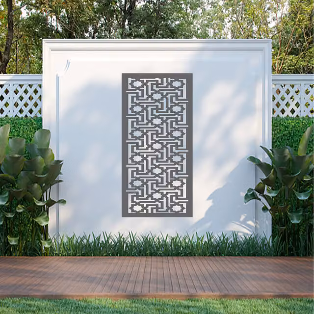 Laser Hut Kalide Screen Geometric Metal Wall Art in Anthracite Grey and Black