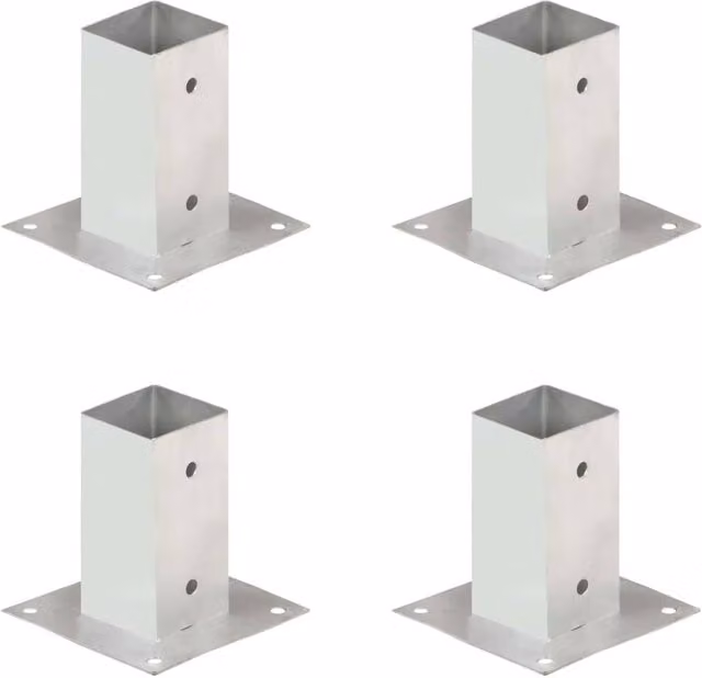 Berkfield Home Galvanised Metal Post Anchors, 4 Pack, Silver, 71 mm