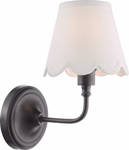 DAR Lighting Padme Classic Round Wall Light in Black, W/D/H: 17 x 12.5 x 16 cm