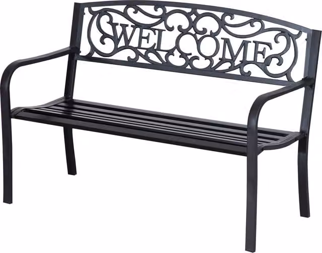 Outsunny 2 Seater Metal Garden Bench in Black