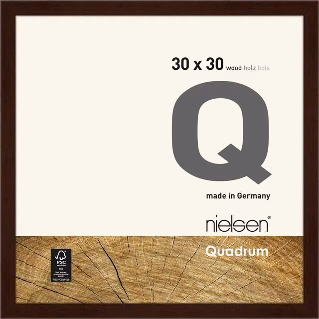 Nielsen Design Quadrum Square Wooden Picture Frame with Protective Glass Front, Brown, W: 30 cm, H: 30 cm
