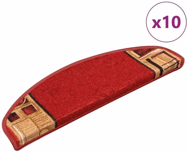 Berkfield Home Self-adhesive Stair Mats, 10 Pieces, Red, W: 65 cm, D: 21 cm, H: 4 cm