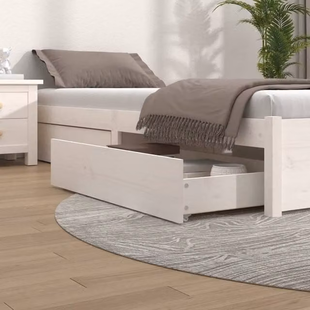 Berkfield Home 4-Piece White Solid Pine Wood Bedside Drawers with Castors
