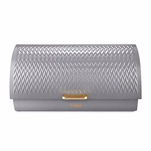 Tower Empire Roll Top Bread Bin, Stainless Steel, Grey