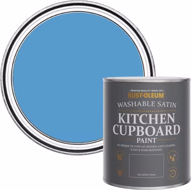 Rust-Oleum Blue Water-Based Kitchen Cupboard Paint in Satin Finish, 0.75 l
