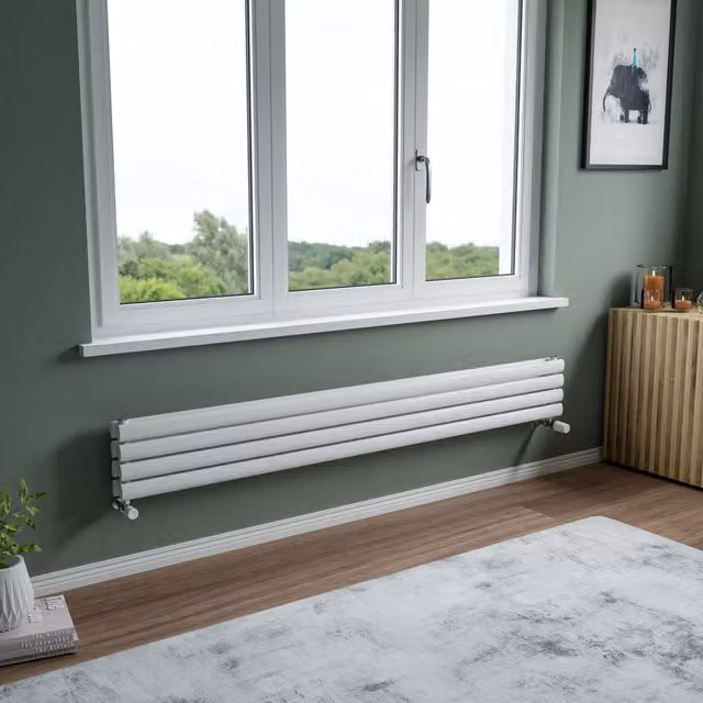 Agadon Neo Duplex Horizontal Oval Tube Designer Radiator in White, W/H: 58.4 x 180 cm