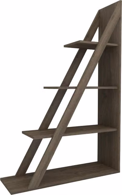 Destina Home Amando Ladder Bookcase in Brown Walnut