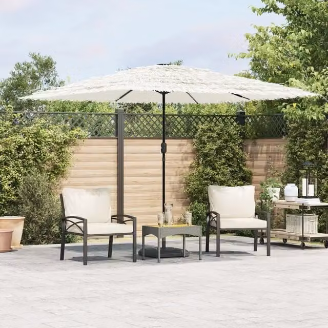 Berkfield Home Garden Parasol in White with Steel Pole, W/D/H: 290 x 290 x 238 cm