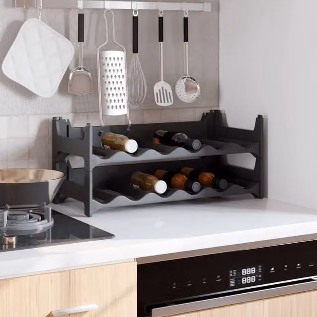 Berkfield Home Stackable Wine Rack for 12 Bottles in Charcoal Grey