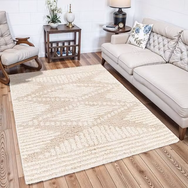 Livabliss Urban Shag Modern Soft Plush Pile Rug in Grey, Beige and White, W: 200 cm, D: 290 cm