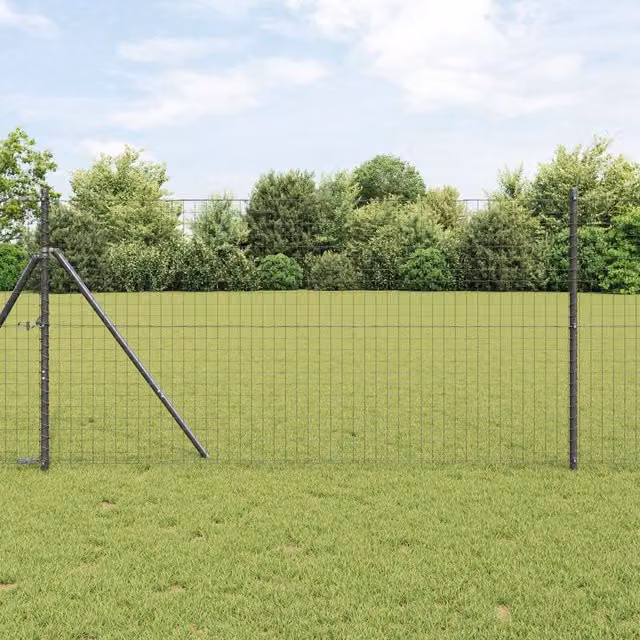 Berkfield Home 26 Piece Grey Galvanised Steel Round Fence Posts, Diameter: 3.2 cm, Height: 190 cm