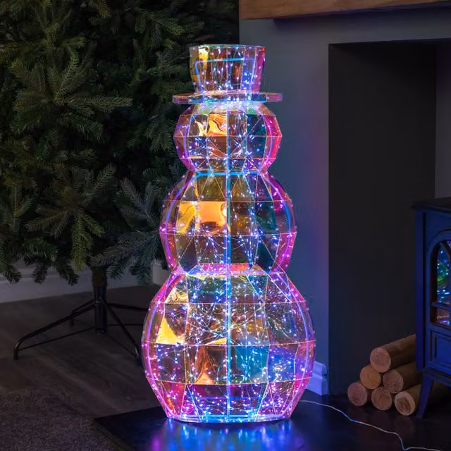Samuel ALEXANDER 91cm DreamLights Iridescent Christmas Snowman with 400 White LEDs in White and Multicolour