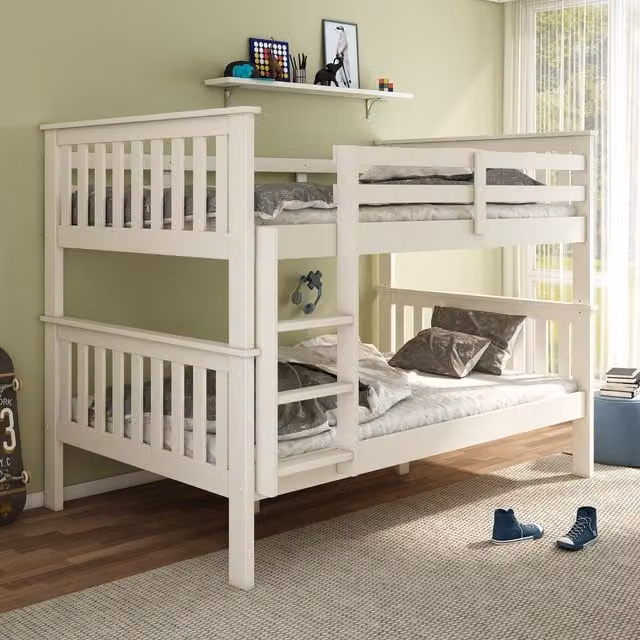 Bedmaster Oslo Quadruple Sleeper Bunk Bed in White with Pocket Mattresses