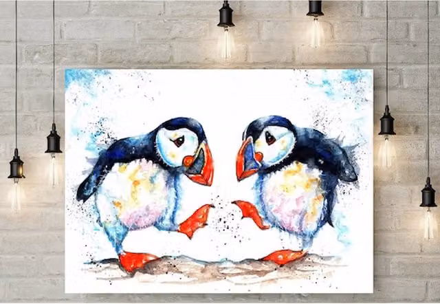 BebesArts Shall We Dance Canvas Wall Art, Blue, W: 40.64 cm x H: 40.64 cm