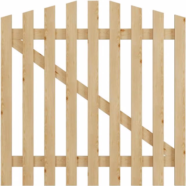 Darphe Classic Ledge and Braced Wooden Garden Gate with Pointed Top, Yellow, Height: 120 cm