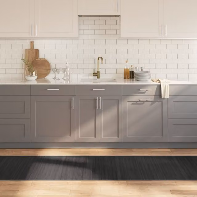 Berkfield Home Rectangular Bamboo Rug in Grey, W: 70 cm x L: 1000 cm
