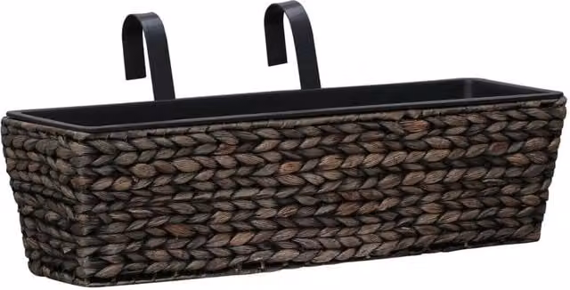 Berkfield Home Garden Brown Water Hyacinth Window Box Planters, 2 Pieces