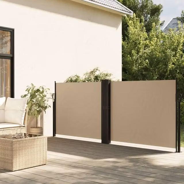 Berkfield Home Retractable Side Awning in Beige, W/H: 140 x 1000 cm