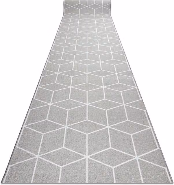 RugsX Anti-Slip Cube Runner in Grey, W: 57 cm, L: 180 cm