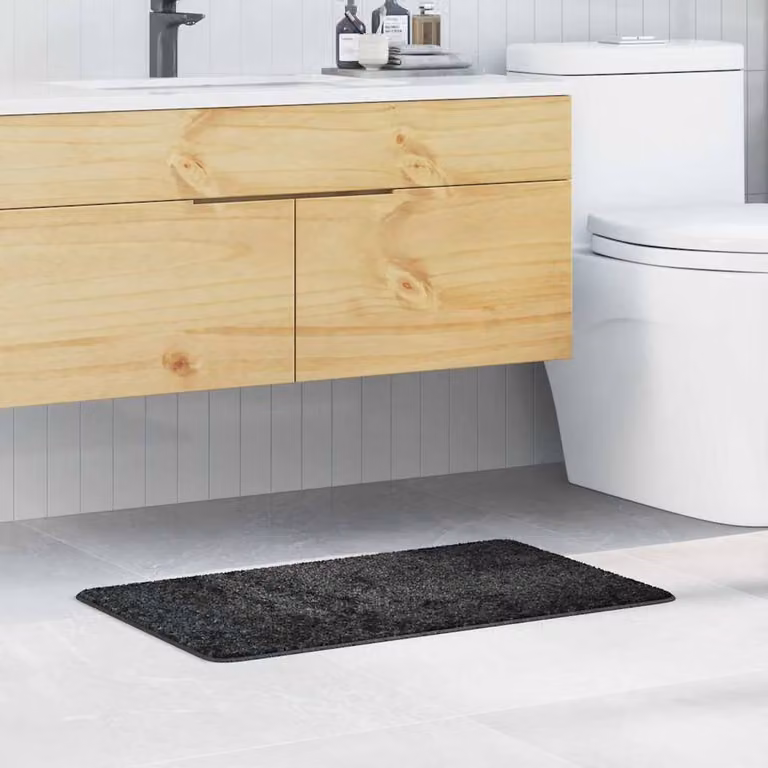 Berkfield Home Non-Slip Rectangular Bath Mat in Dark Grey, W: 80 cm, D: 50 cm