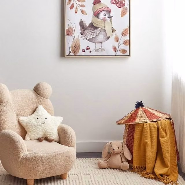 Wyld and Coco Everluxe Bird Pattern Canvas Art Print, Multicolour, W: 63 cm, H: 63 cm