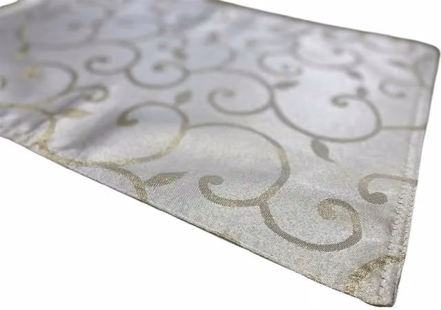 HomeSpace Direct Alexis Sparkle Embellished Table Runner in Beige