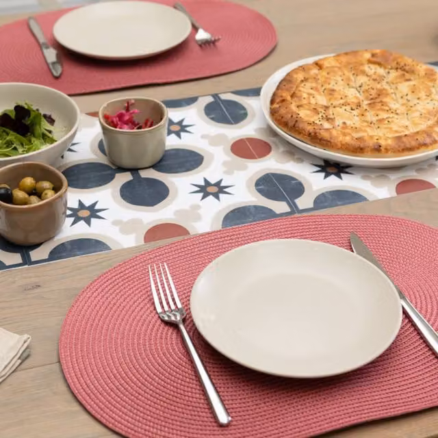 D-C-Fix Wipe Clean Woven Oval Placemats in Mineral Red, 6 Pack